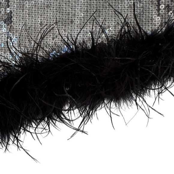 Superdown Revolve Sequin Cecilia One Shoulder Mini Dress Silver Black Size S - Picture 6 of 13